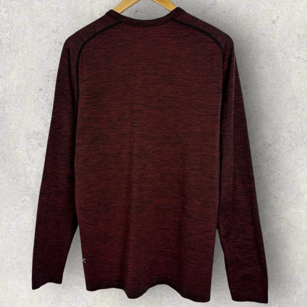 Lululemon Vent Tech Long Sleeve Henley Shirt Mens Size Large Oxblood Red Black L - Picture 6 of 13